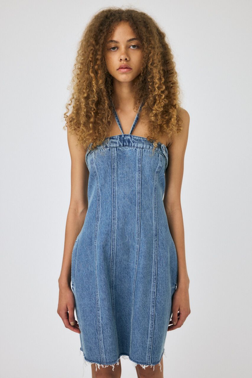 MOUSSY「DENIM BARETOP MINI ワンピース」|ワンピース|