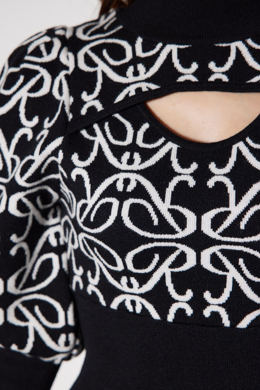 rienda「ロゴジャガードニットタイトワンピース」|ワンピース|