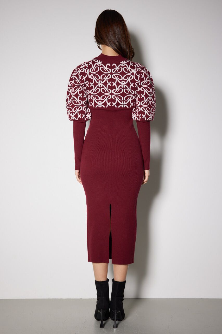 rienda「ロゴジャガードニットタイトワンピース」|ワンピース|