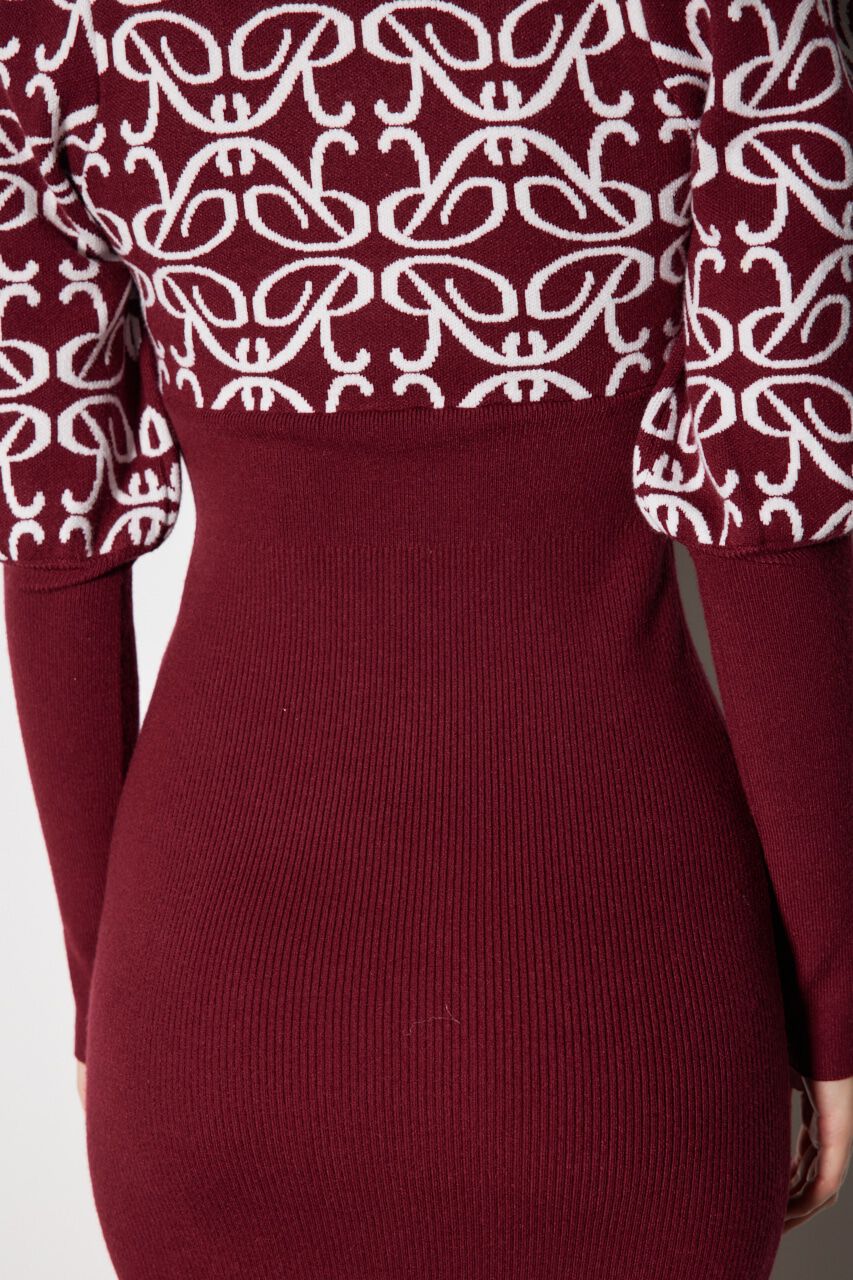 rienda「ロゴジャガードニットタイトワンピース」|ワンピース|