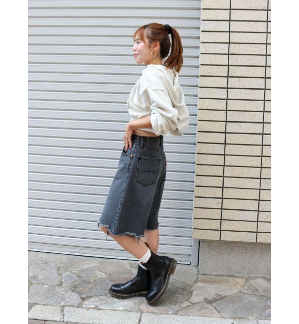 Ungrid「クラッシュデザインデニムハーフパンツ」|デニム|