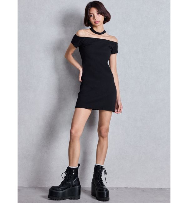 GYDA「チョーカーオフショルカットワンピース」|ワンピース|