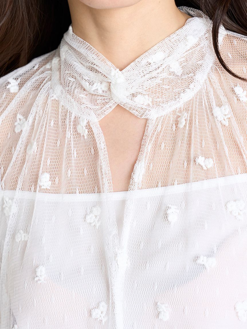 SNIDEL「チュールエンブロイダリーレースブラウス」|シャツ・ブラウス|