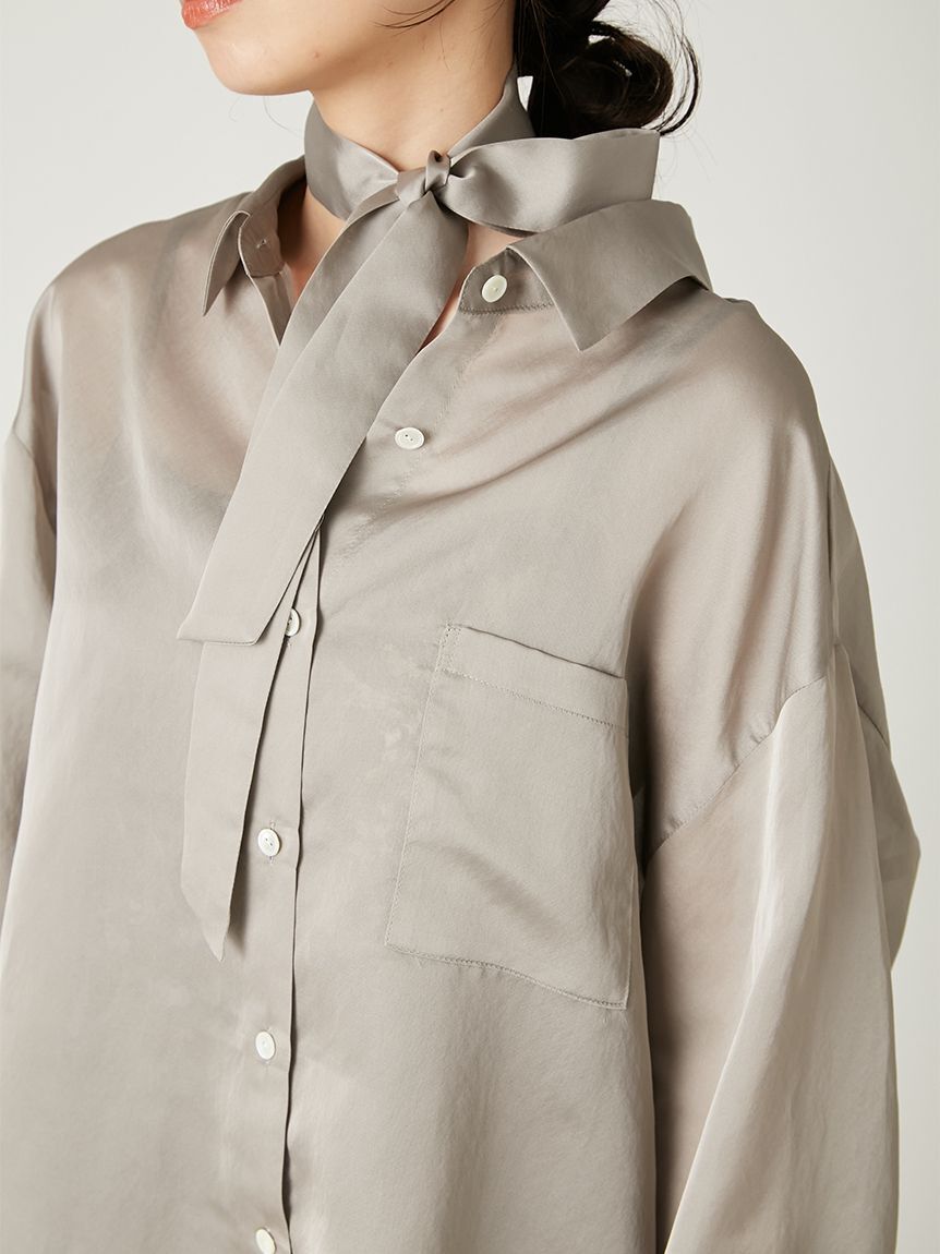 FRAY I.D「タイチョーカーシアーサテンシャツ」|シャツ・ブラウス|