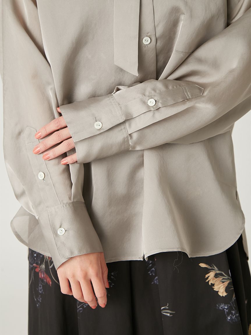 FRAY I.D「タイチョーカーシアーサテンシャツ」|シャツ・ブラウス|