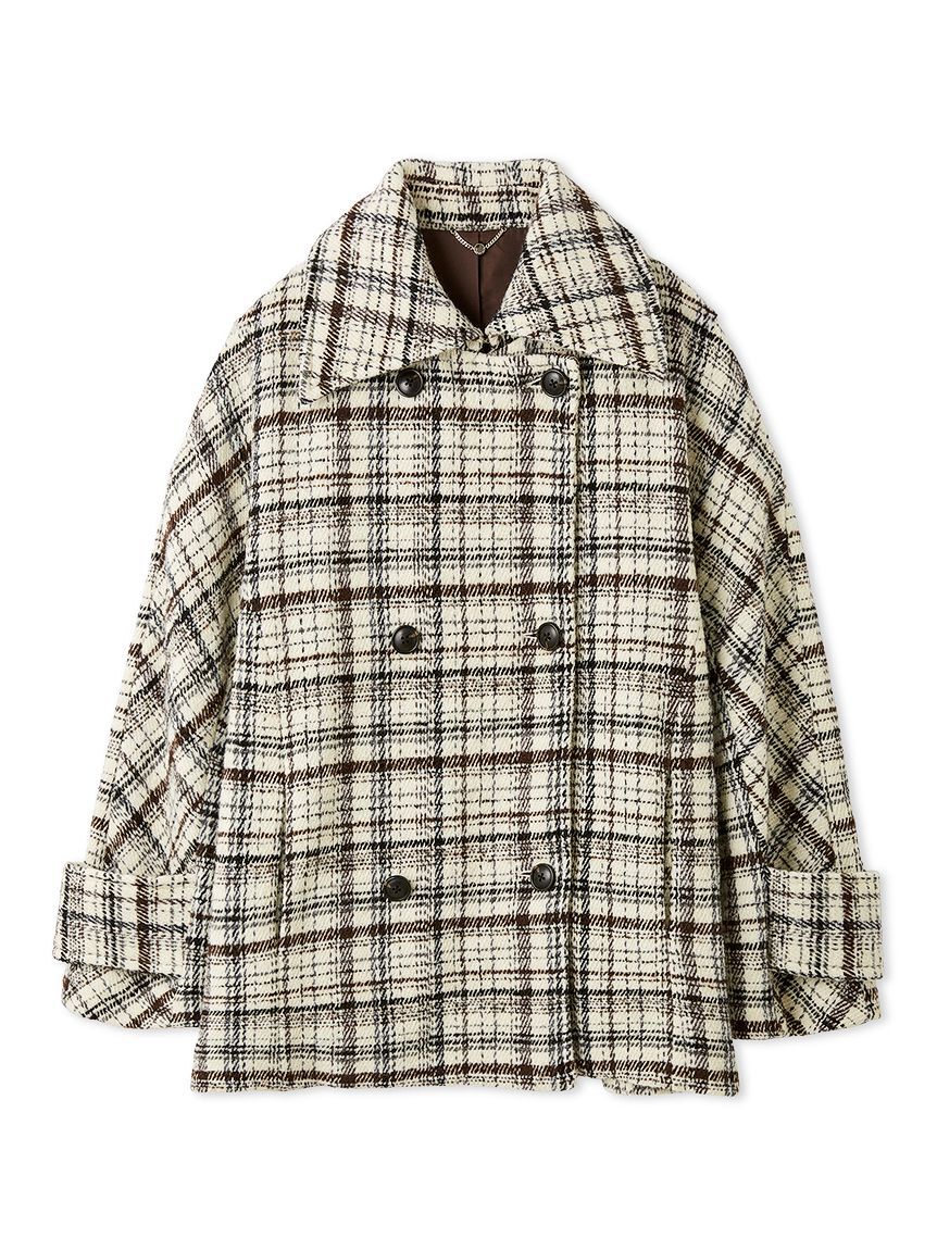 FRAY I.D「ダブルブレストチェックミドルコート」|ピーコート|