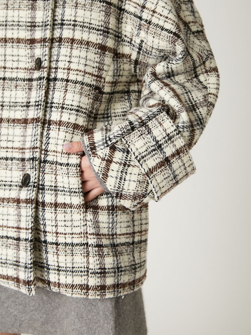 FRAY I.D「ダブルブレストチェックミドルコート」|ピーコート|
