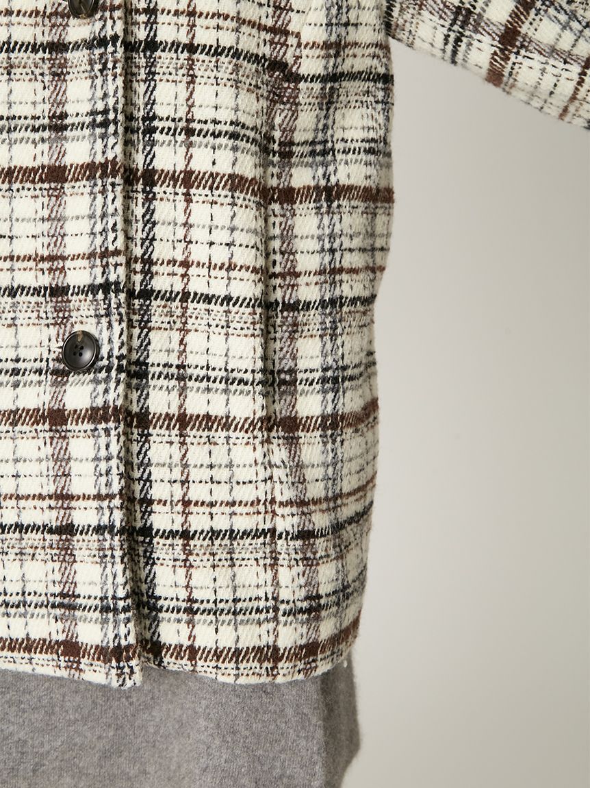 FRAY I.D「ダブルブレストチェックミドルコート」|ピーコート|