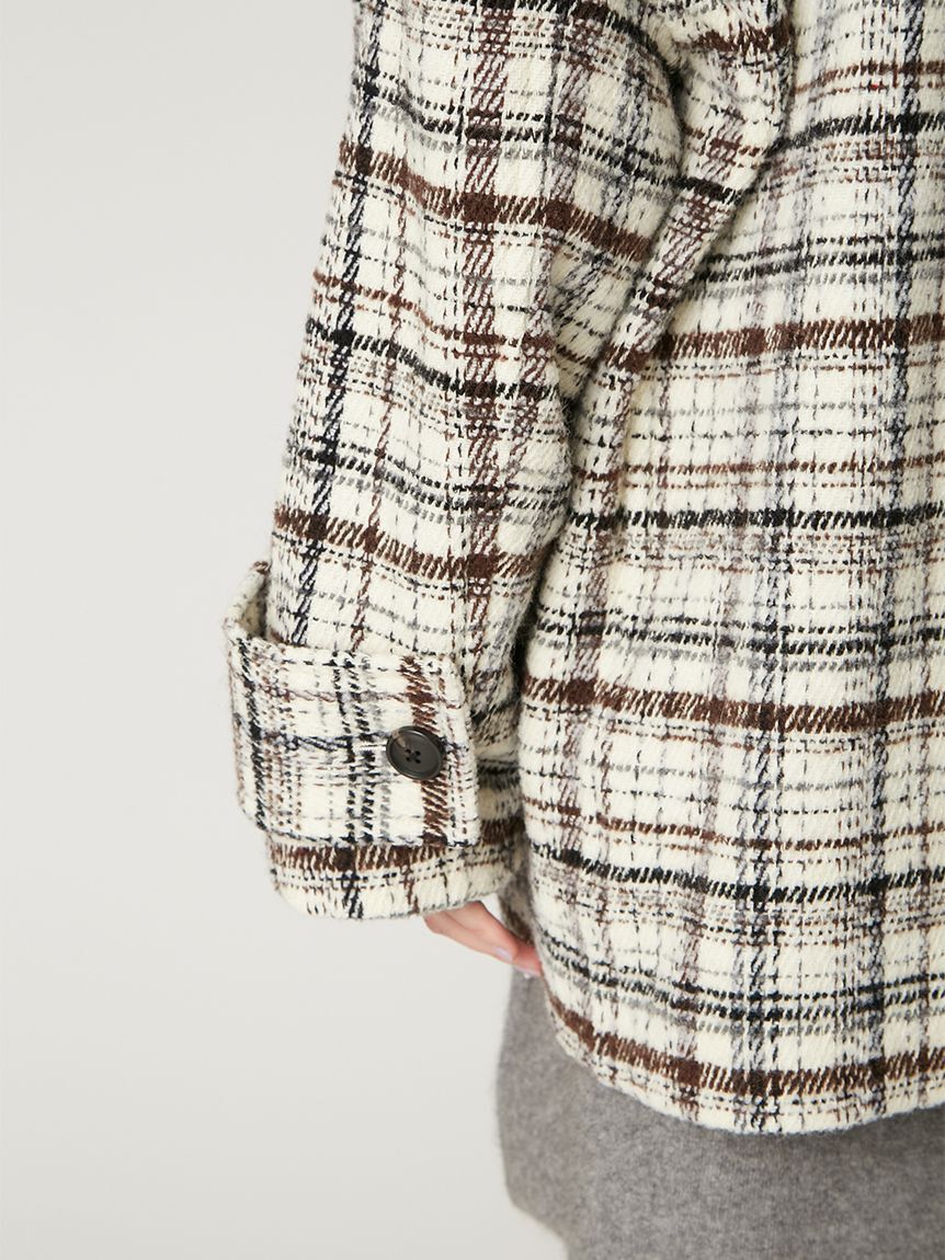 FRAY I.D「ダブルブレストチェックミドルコート」|ピーコート|