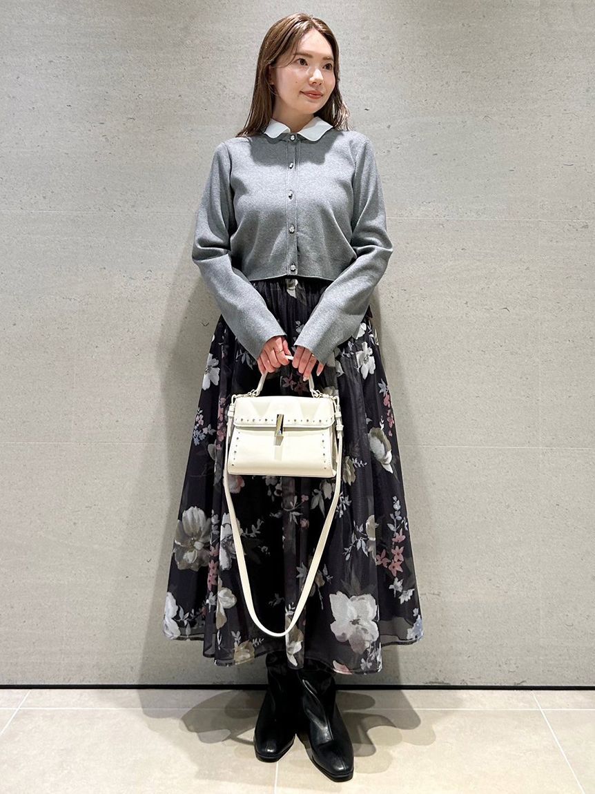 CELFORD「フラワープリントボリュームスカート」|スカート|BLK