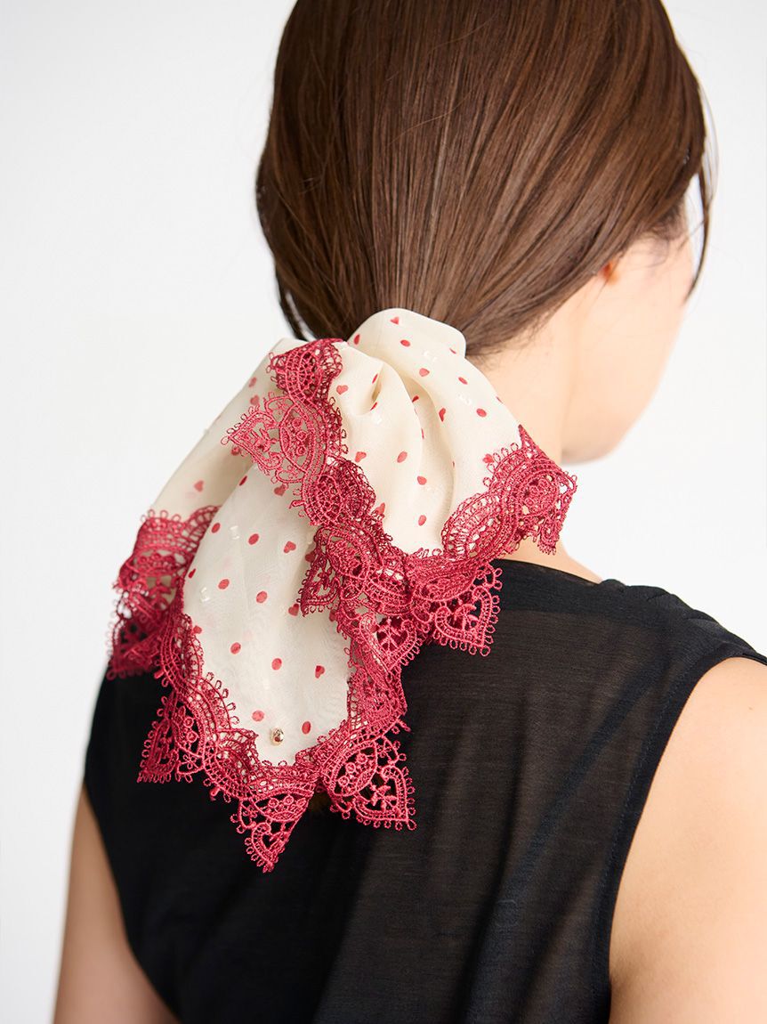 CELFORD「ハートプリントレースシュシュ」|ヘアバンド|