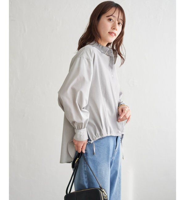 ikka「ドロストロングテールシャツ」|シャツ・ブラウス|グレー