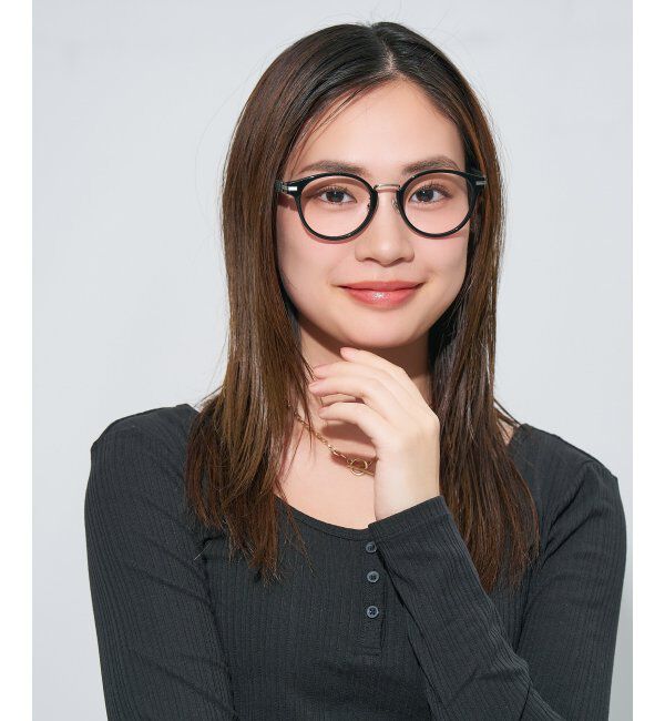  「ボストン型 メガネ | レザー調 ラバーテンプル 眼鏡 伊達メガネ 度付き CLASSIC レンズ交換券付」|メガネ|