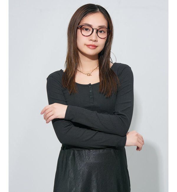  「ボストン型 メガネ | レザー調 ラバーテンプル 眼鏡 伊達メガネ 度付き CLASSIC レンズ交換券付」|メガネ|