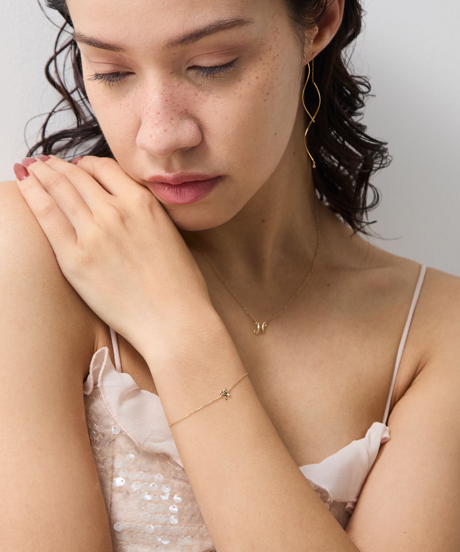 JUPITER「【K10】リボンモチーフダイヤモンドブレスレット」|ブレスレット・バングル|