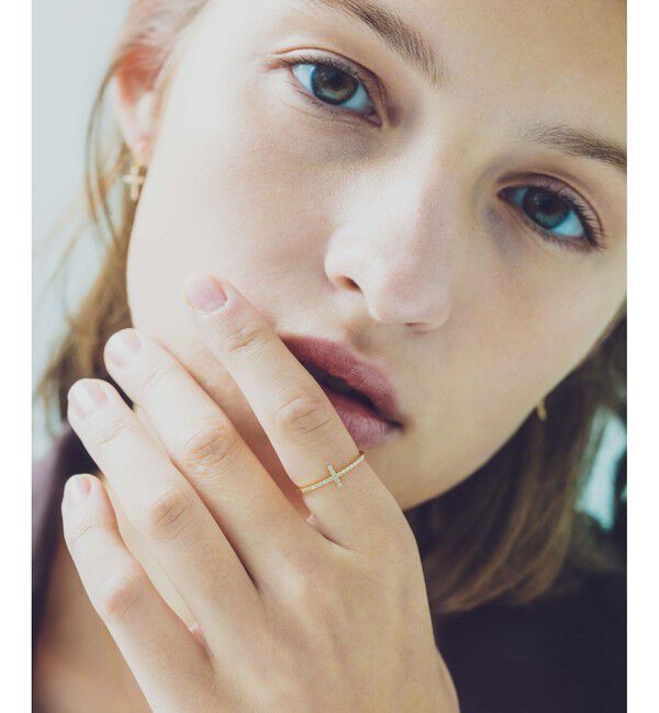 ete「K18YG クロス ダイヤモンド リング」|リング|