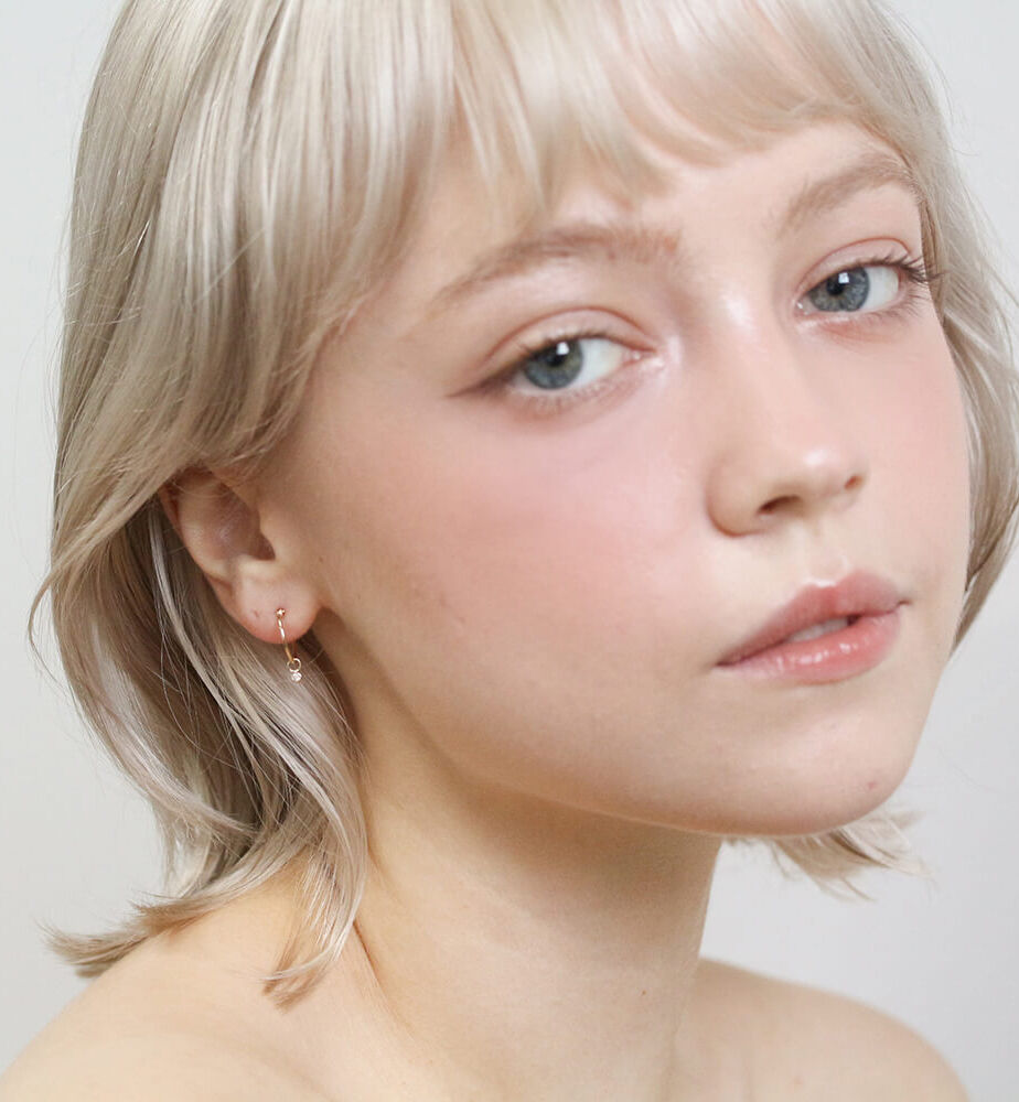  「ダイヤモンド 0.01ct スナップ フープ ピアス | K10YG」|ピアス|