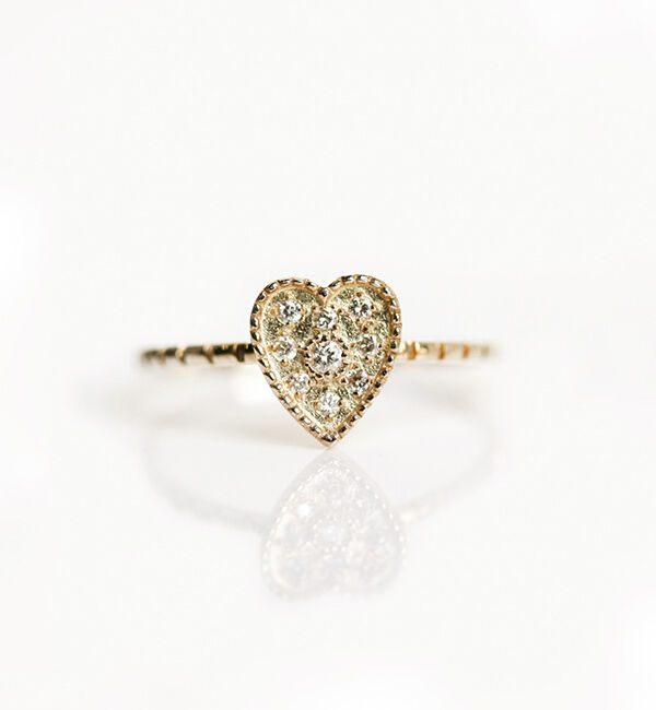  「ダイヤモンド ハート リング | K10YG」|リング|