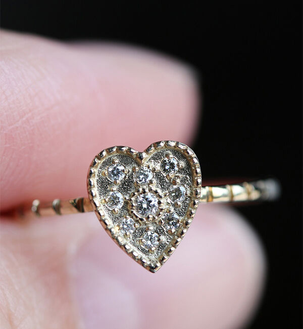  「ダイヤモンド ハート リング | K10YG」|リング|