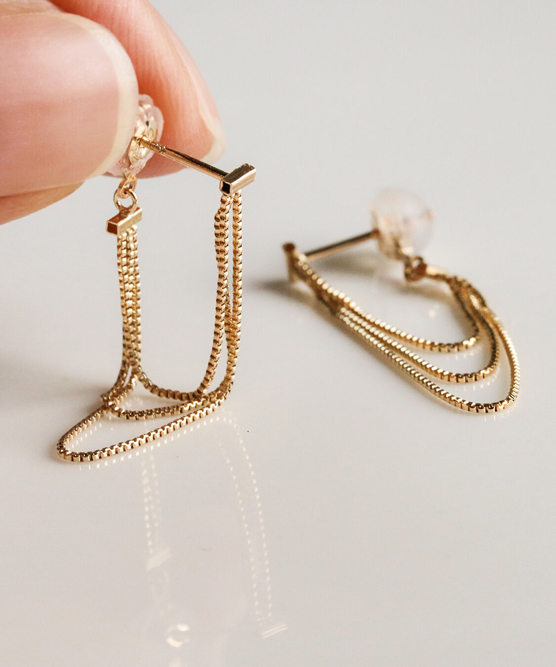  「ゴールド ベネチアンチェーン ピアス | K10YG」|ピアス|