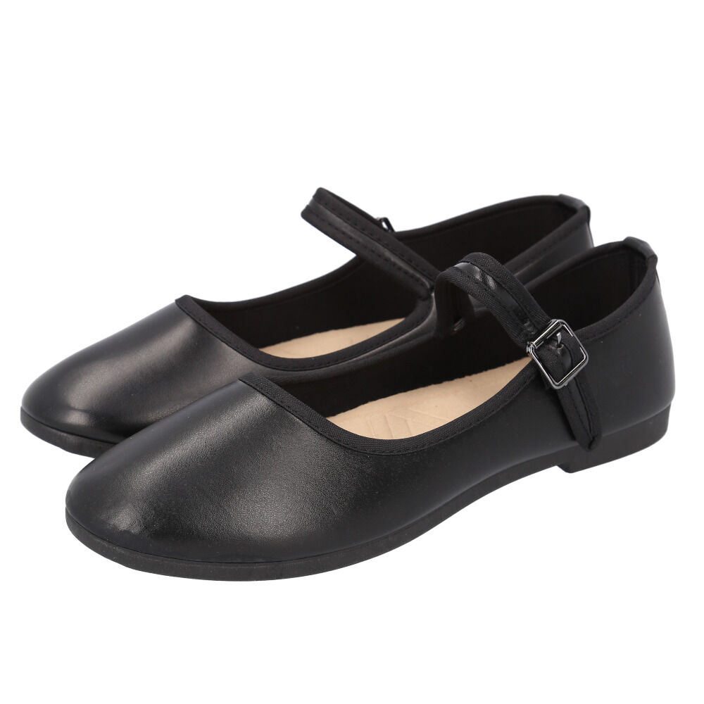 BACKYARD FAMILY「ストラップ パンプス ローヒール 通販 フラットシューズ フラットパンプス レディース 靴 合皮」|パンプス|ブラック1