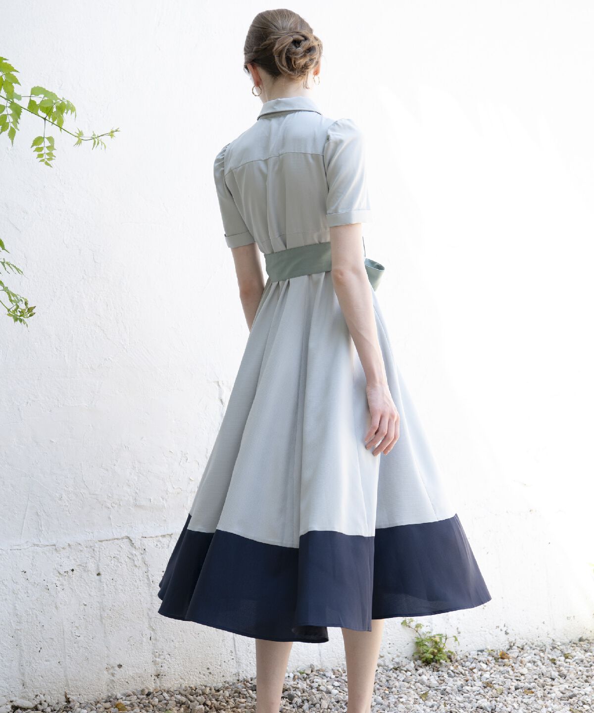 アンドクチュール「配色シャツワンピース」|ワンピース|