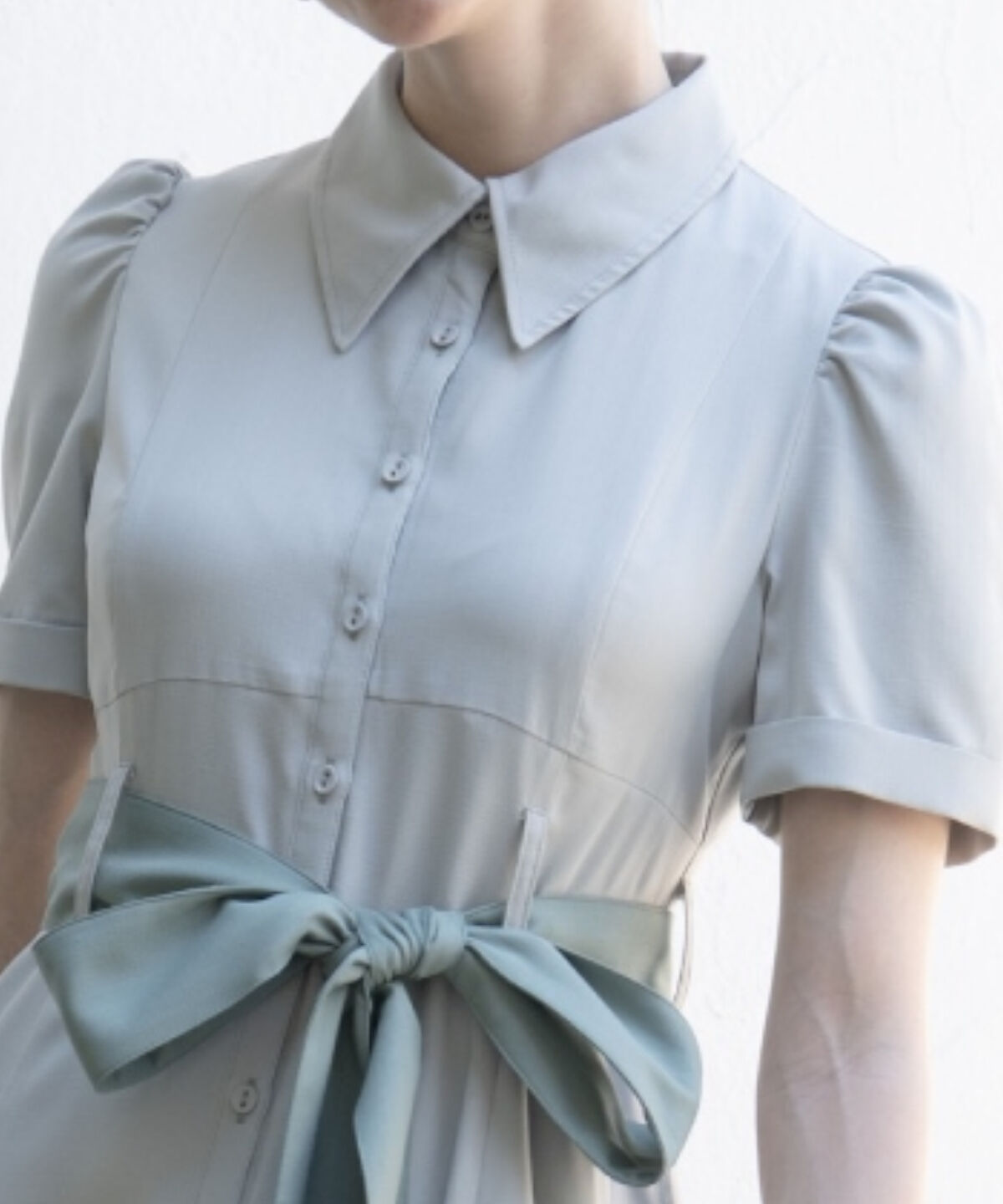 アンドクチュール「配色シャツワンピース」|ワンピース|