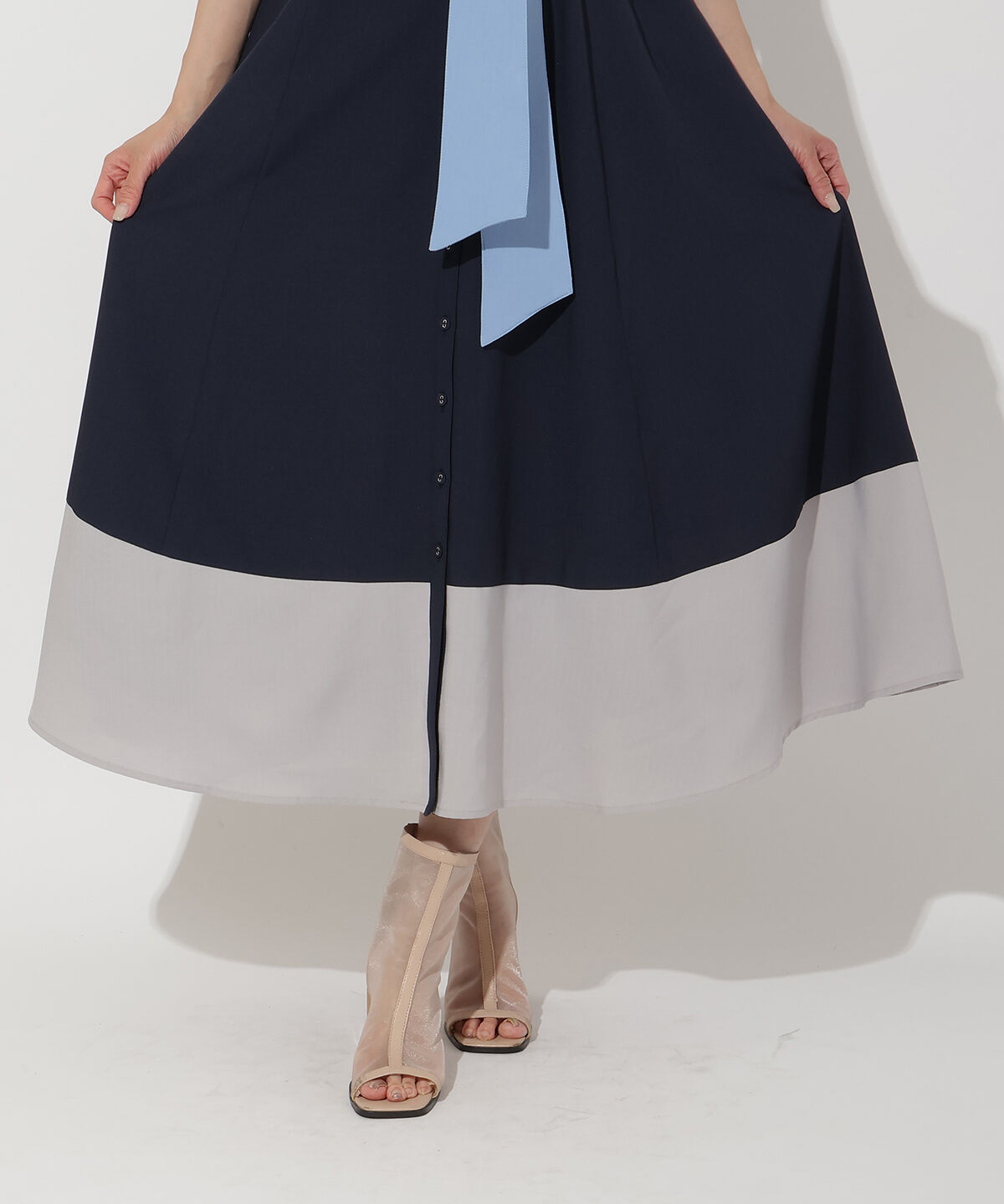 アンドクチュール「配色シャツワンピース」|ワンピース|