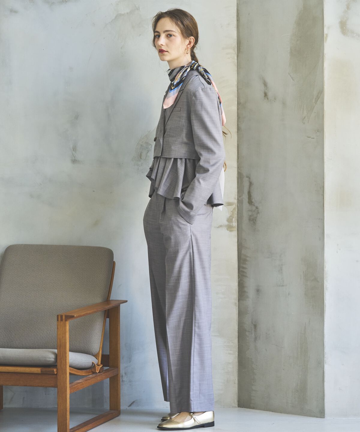 アンドクチュール「シャンブレーハイウエストワイドパンツ」|その他|