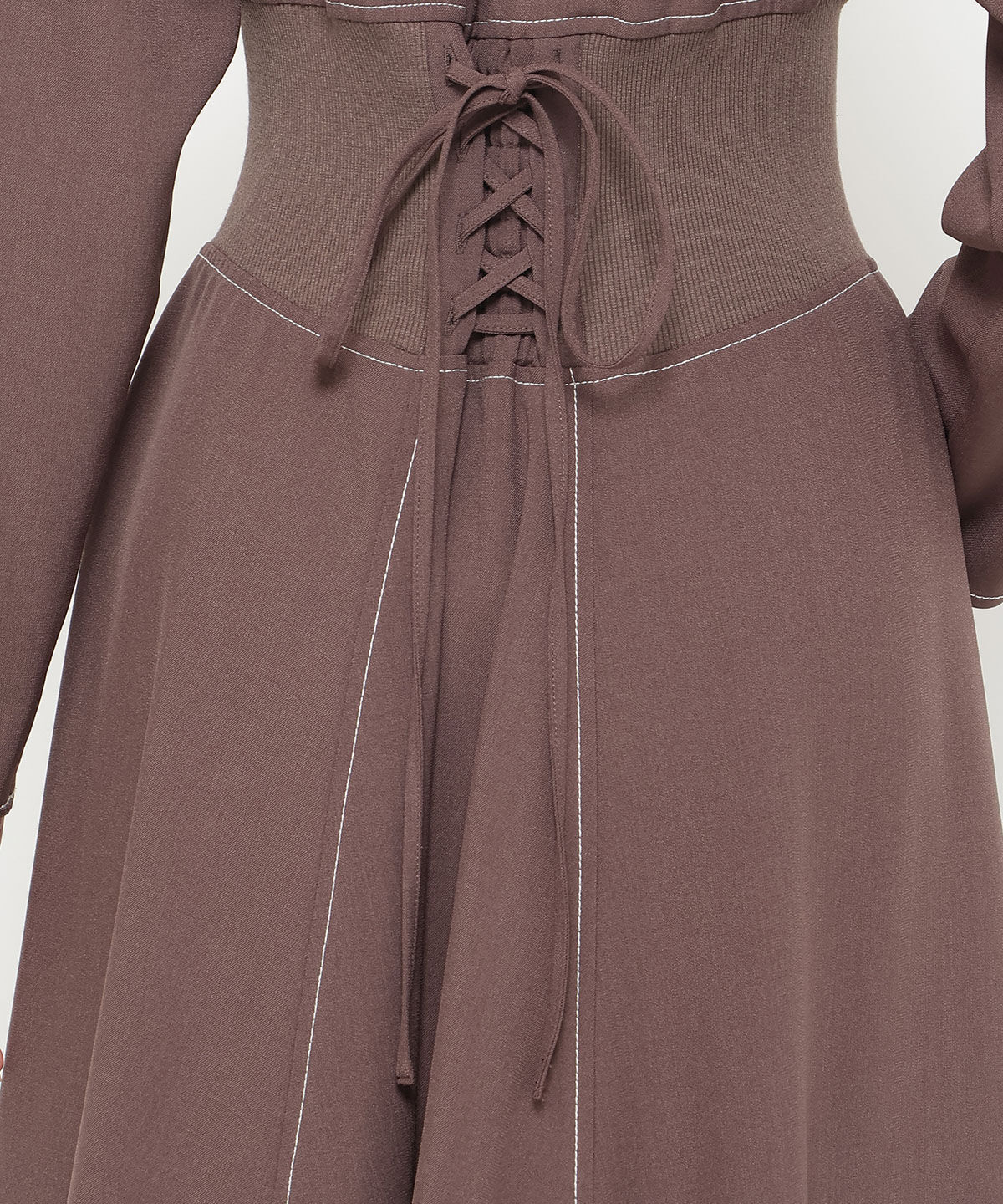 アンドクチュール「ウエストリブ配色ステッチワンピース」|ワンピース|