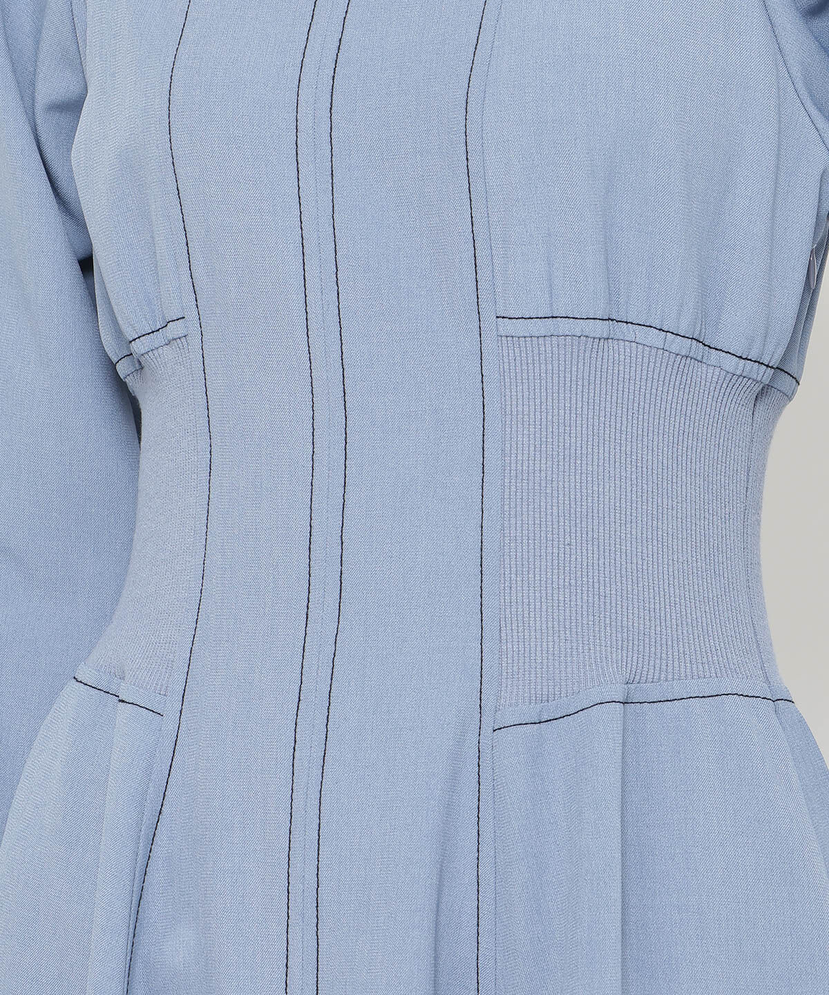 アンドクチュール「ウエストリブ配色ステッチワンピース」|ワンピース|