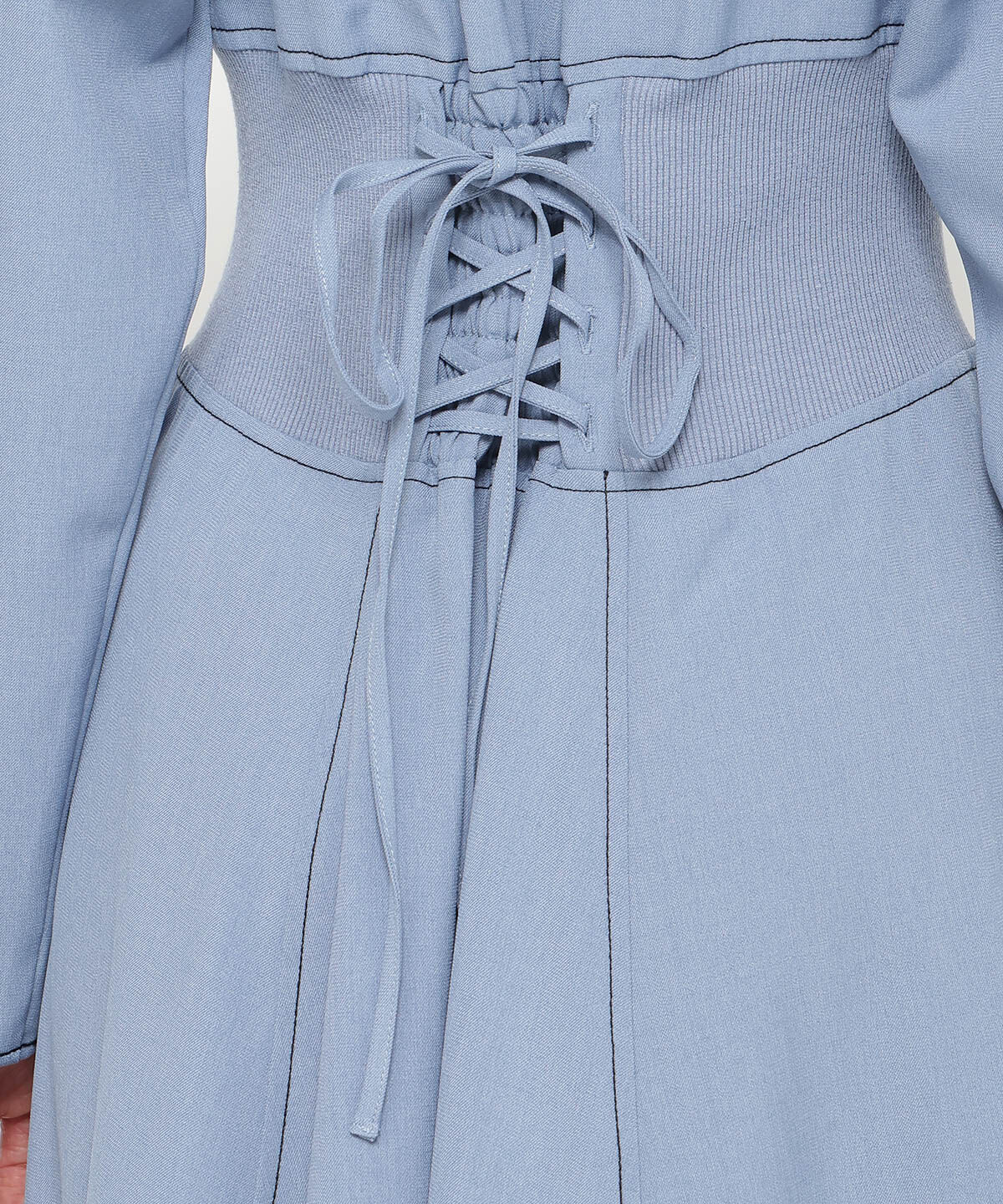 アンドクチュール「ウエストリブ配色ステッチワンピース」|ワンピース|