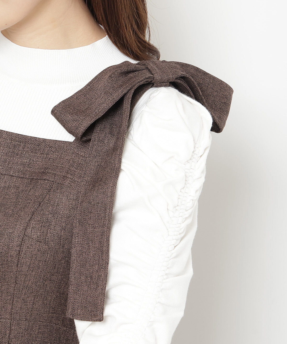 アンドクチュール「ツイードショルダーリボンジャンスカ」|ジャンパースカート|