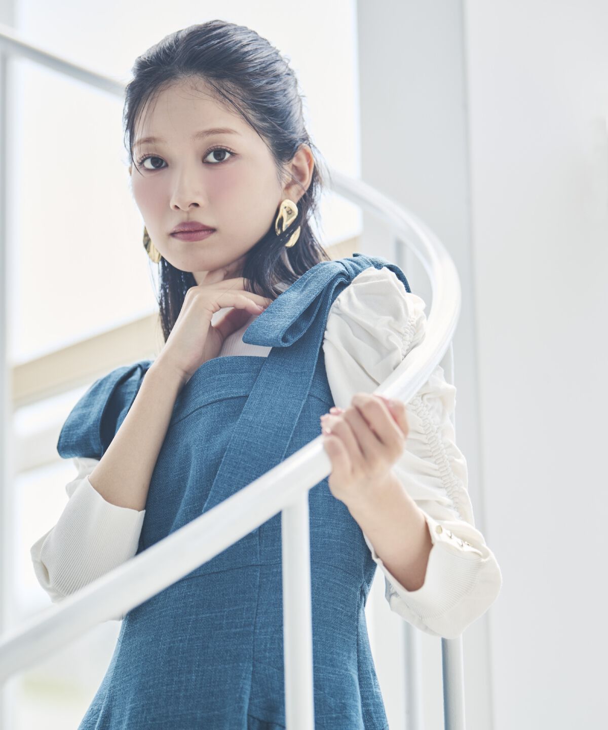 アンドクチュール「ツイードショルダーリボンジャンスカ」|ジャンパースカート|