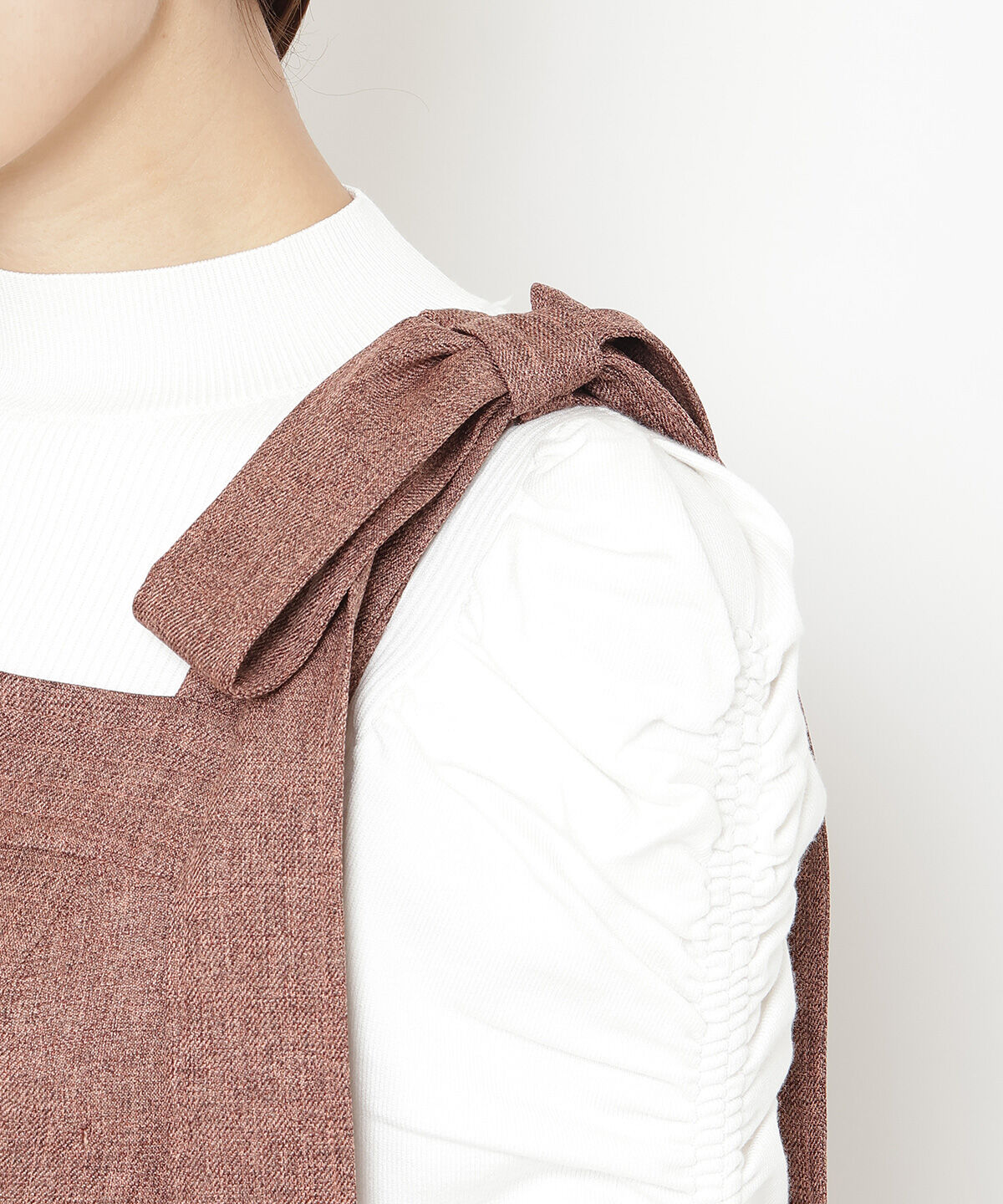 アンドクチュール「ツイードショルダーリボンジャンスカ」|ジャンパースカート|