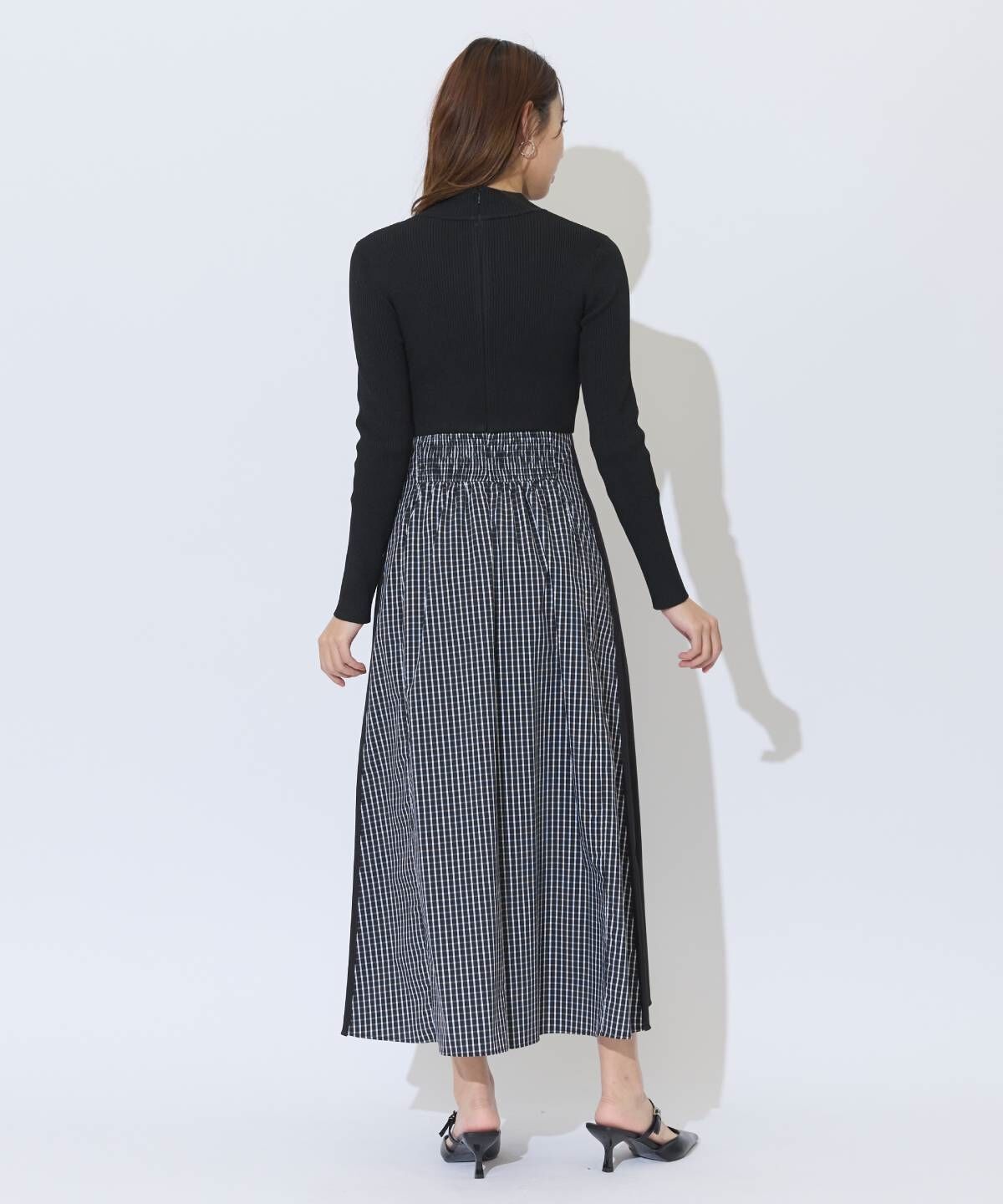 アンドクチュール「チェックドッキング配色ワンピース」|ワンピース|