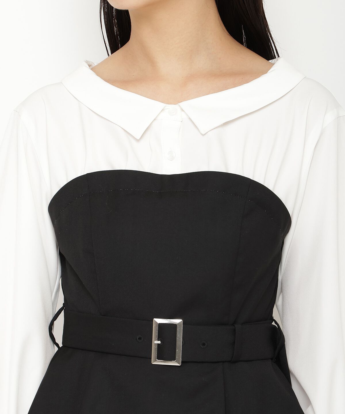 REDYAZEL「シャツドッキングベアワンピース」|ワンピース|