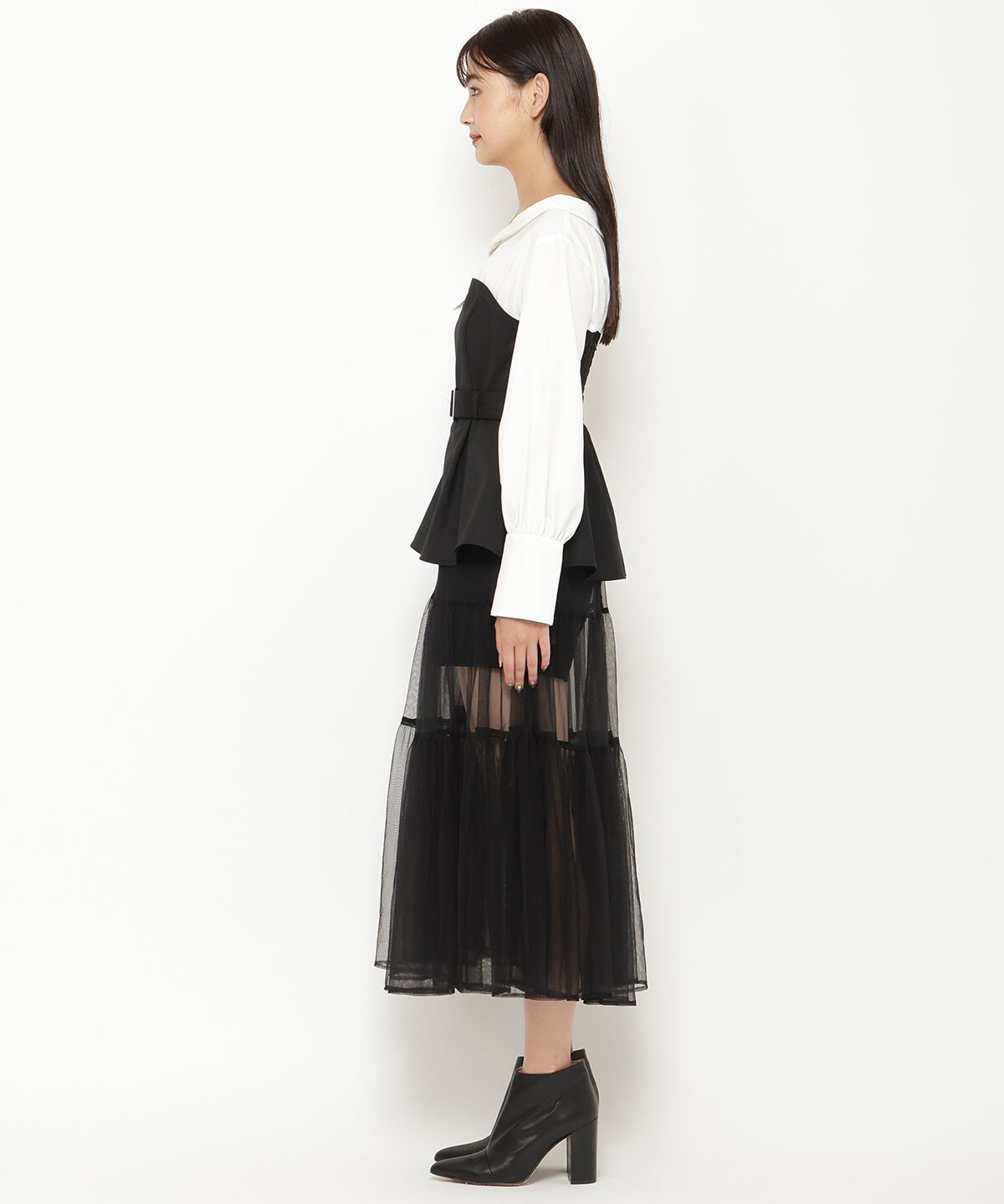 REDYAZEL「シャツドッキングベアワンピース」|ワンピース|