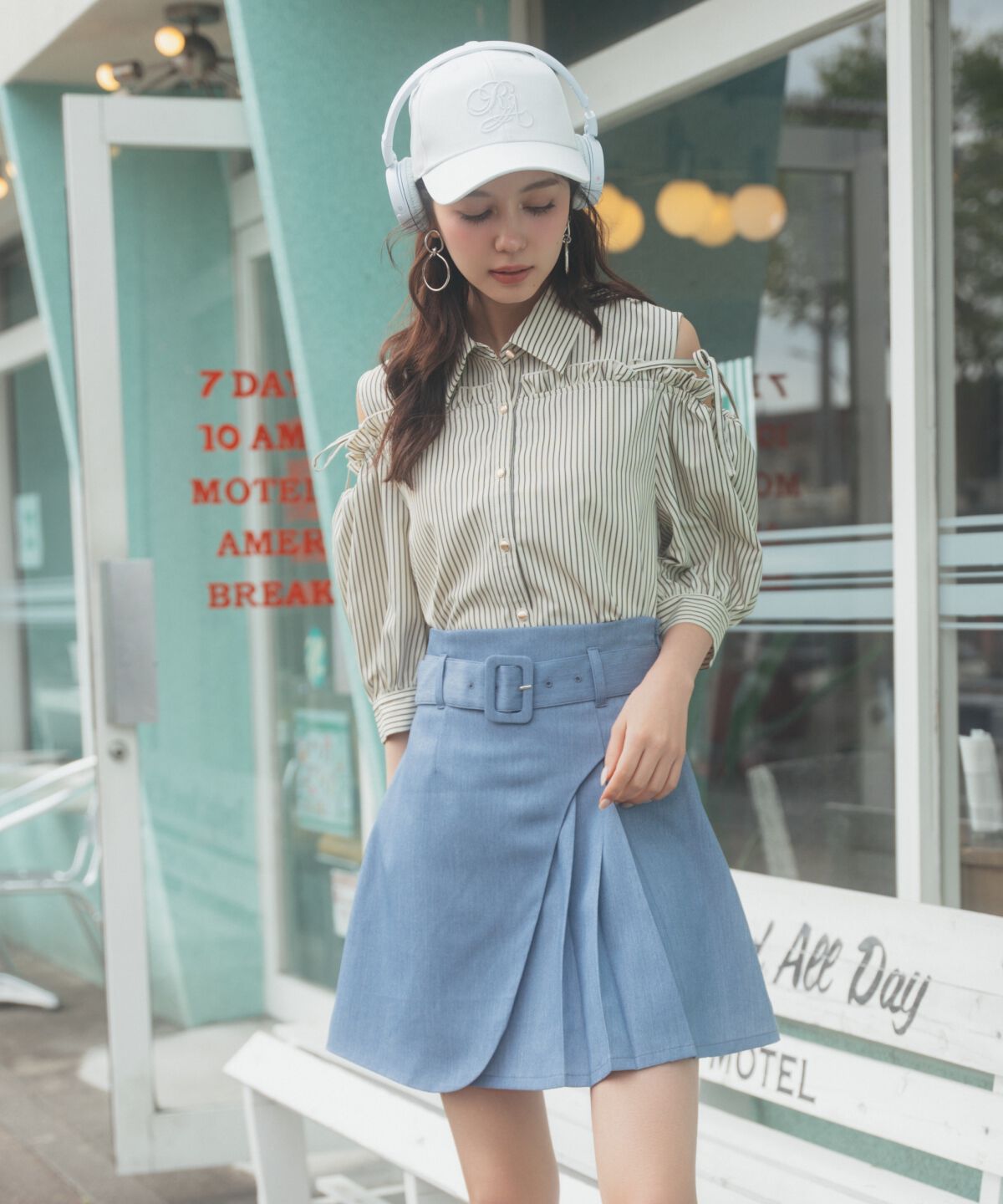 REDYAZEL「ラップデザインアシメプリーツミニスカート」|フレア|