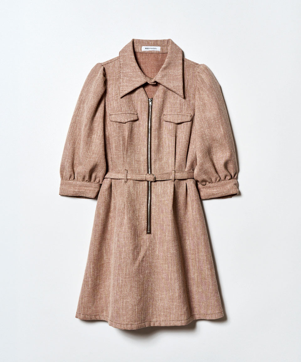 REDYAZEL「カラーミックスフロントZIPワンピース」|ワンピース|