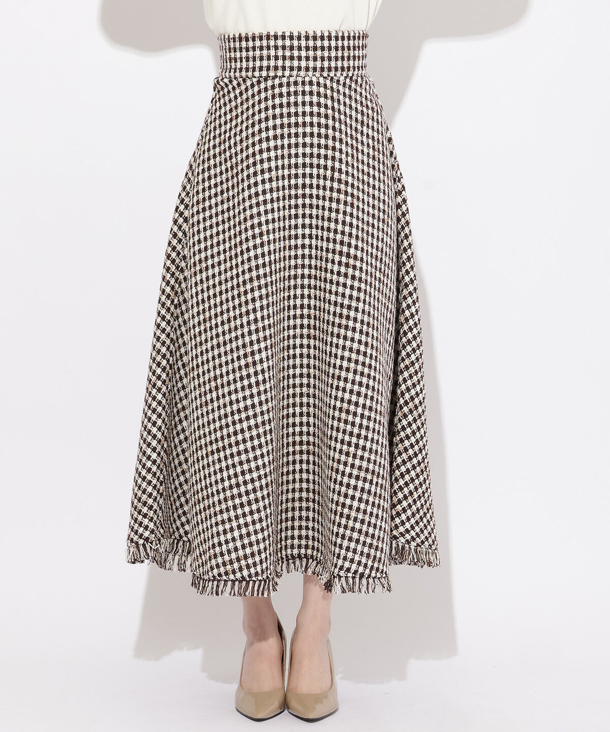WILLSELECTION「フリンジチェックスカート」|フレア|