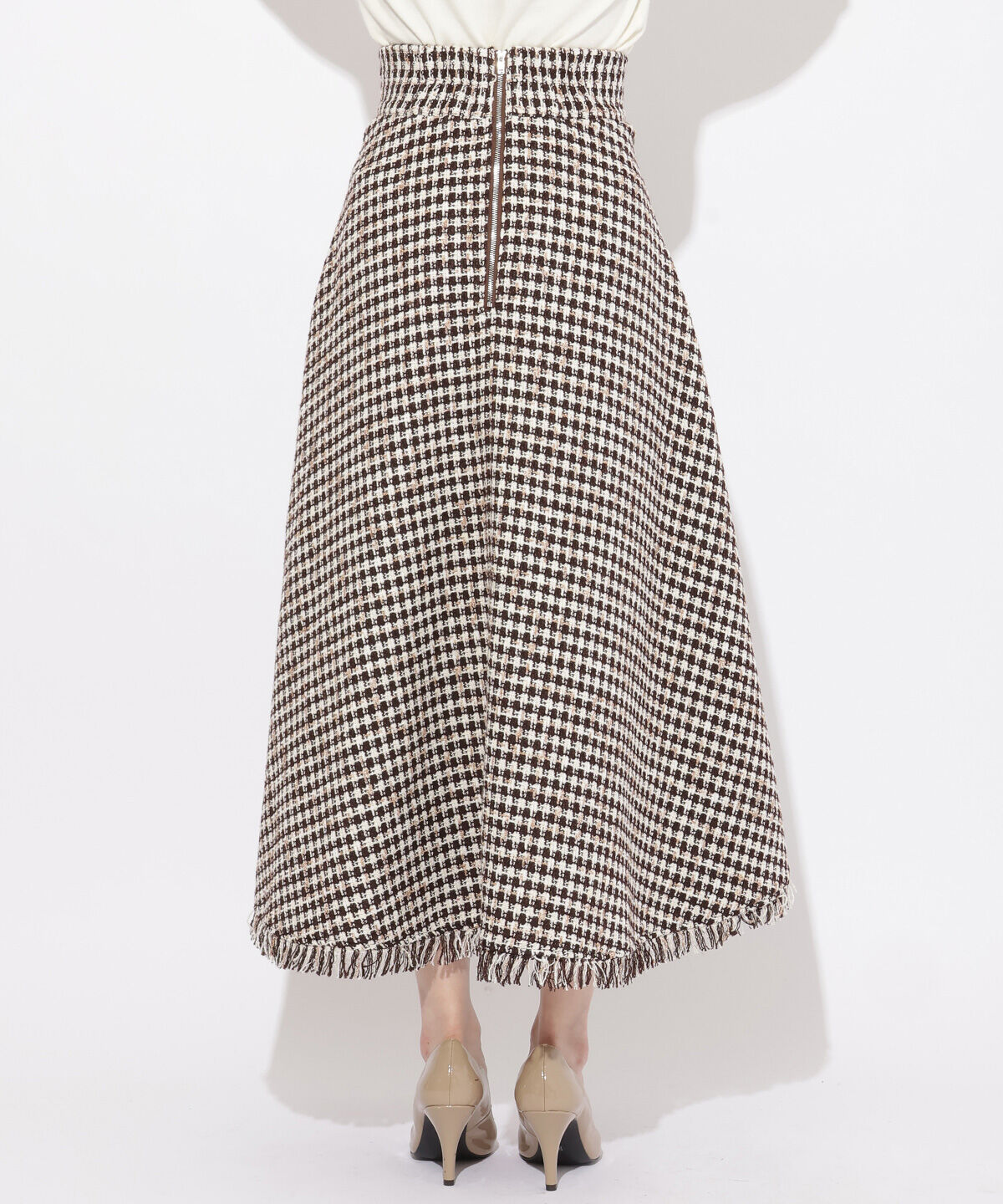 WILLSELECTION「フリンジチェックスカート」|フレア|