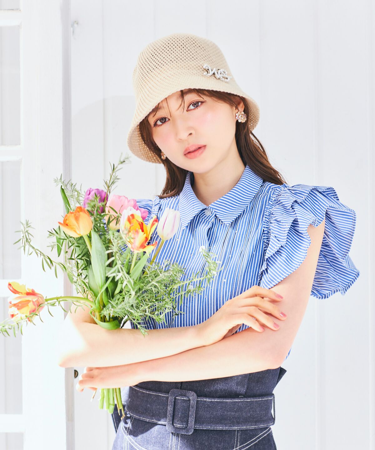 WILLSELECTION「キラキラビジューブラウス」|シャツ・ブラウス|Navy/borderｽﾄﾗｲﾌﾟ