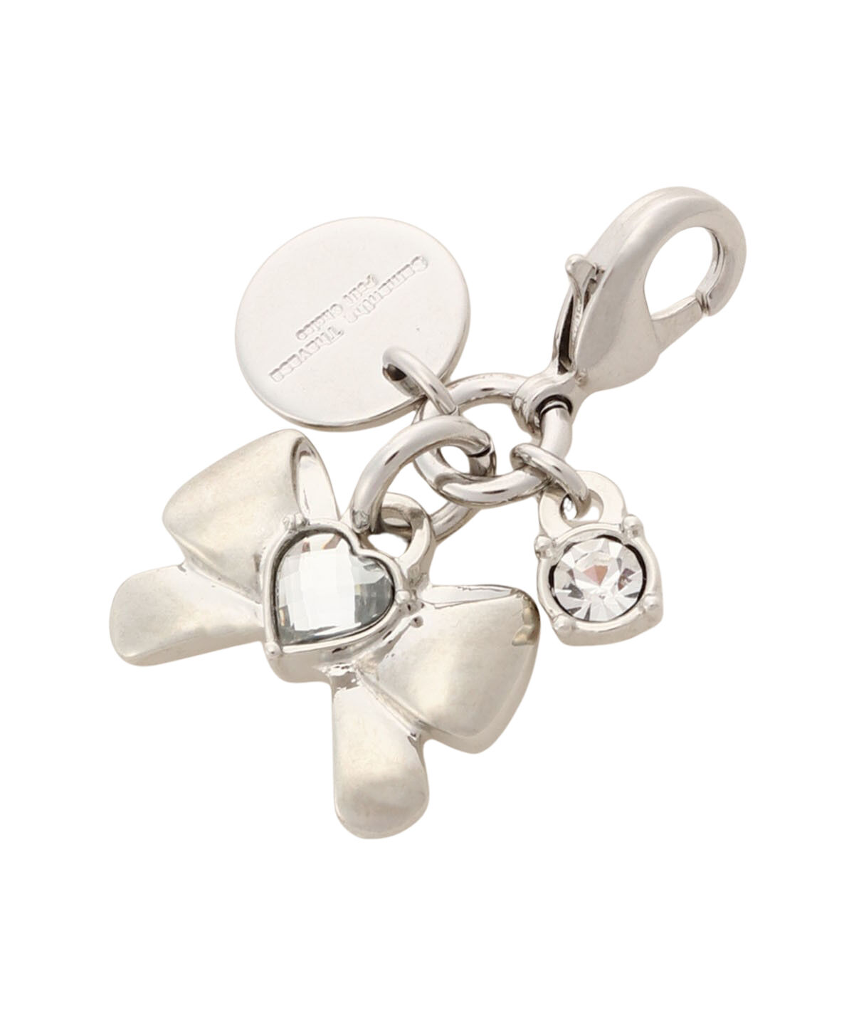 Samantha Thavasa Petit Choice「リボン&times;ハートストーン ファスナーチャーム」|チャーム・キーホルダー|シルバー