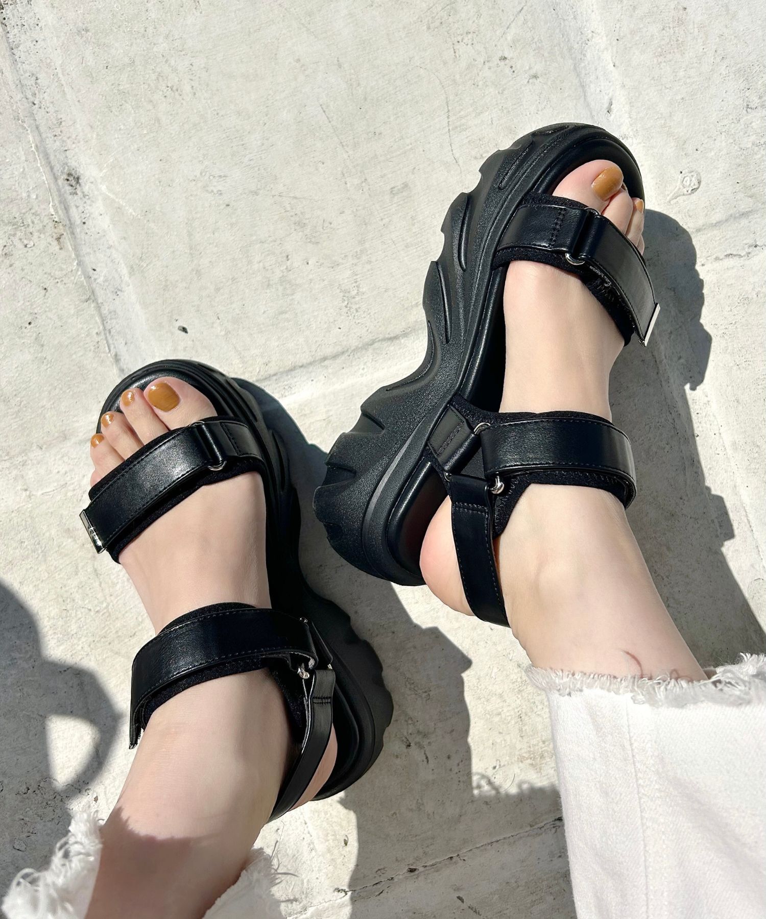 ORiental TRaffic「【トレンド】●2025春夏新作●ボリュームソールベルトスポサン/51212 サンダル 厚底 人気 売れてる」|サンダル|