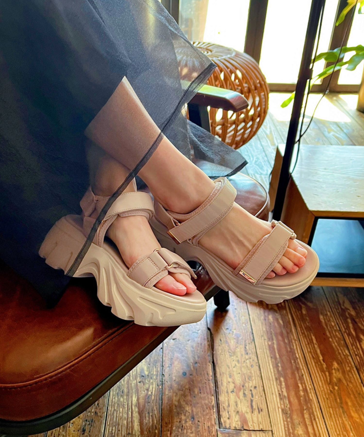 ORiental TRaffic「【トレンド】●2025春夏新作●ボリュームソールベルトスポサン/51212 サンダル 厚底 人気 売れてる」|サンダル|