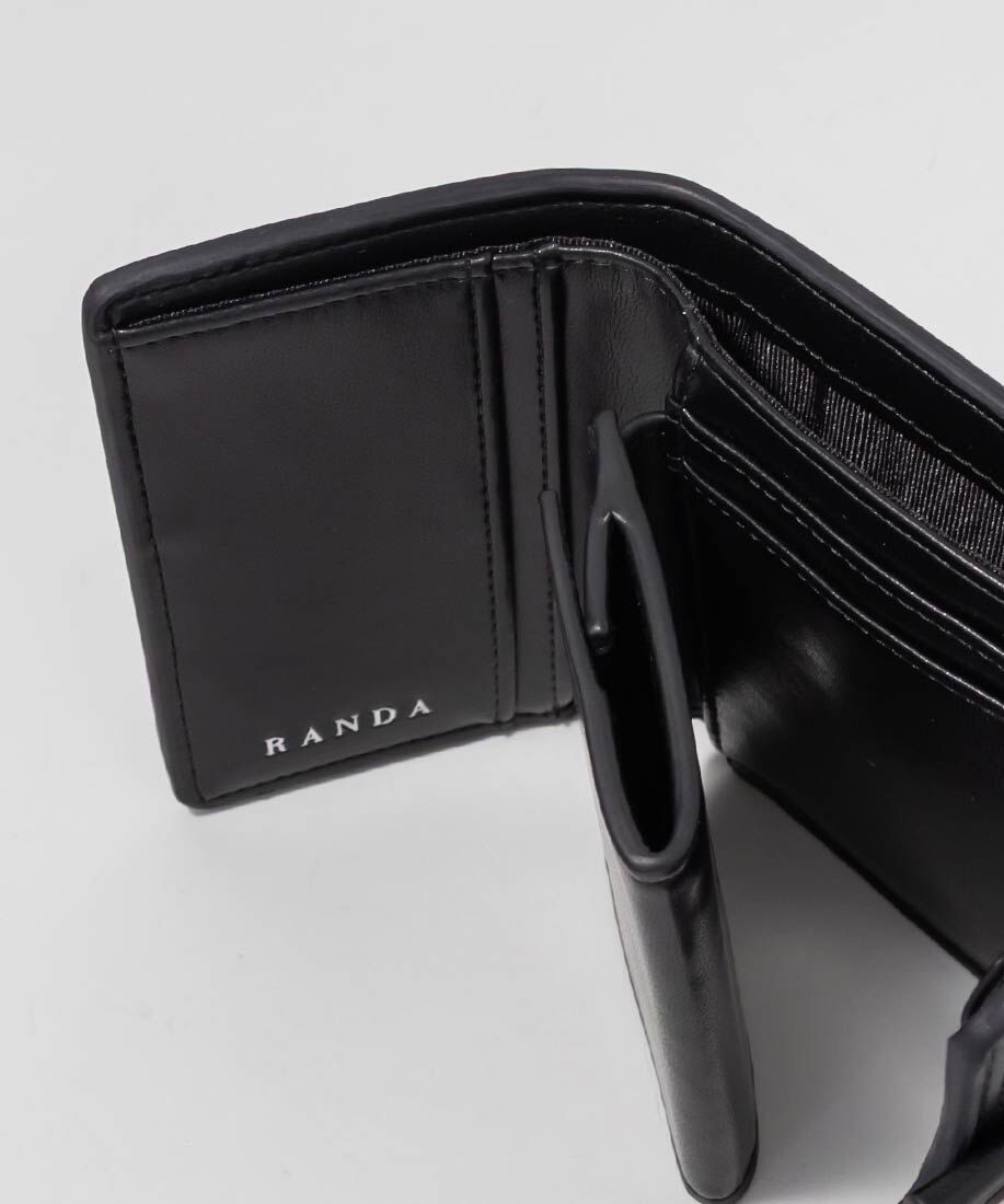  「ビジューパーツキルティング三つ折りウォレット」|財布|