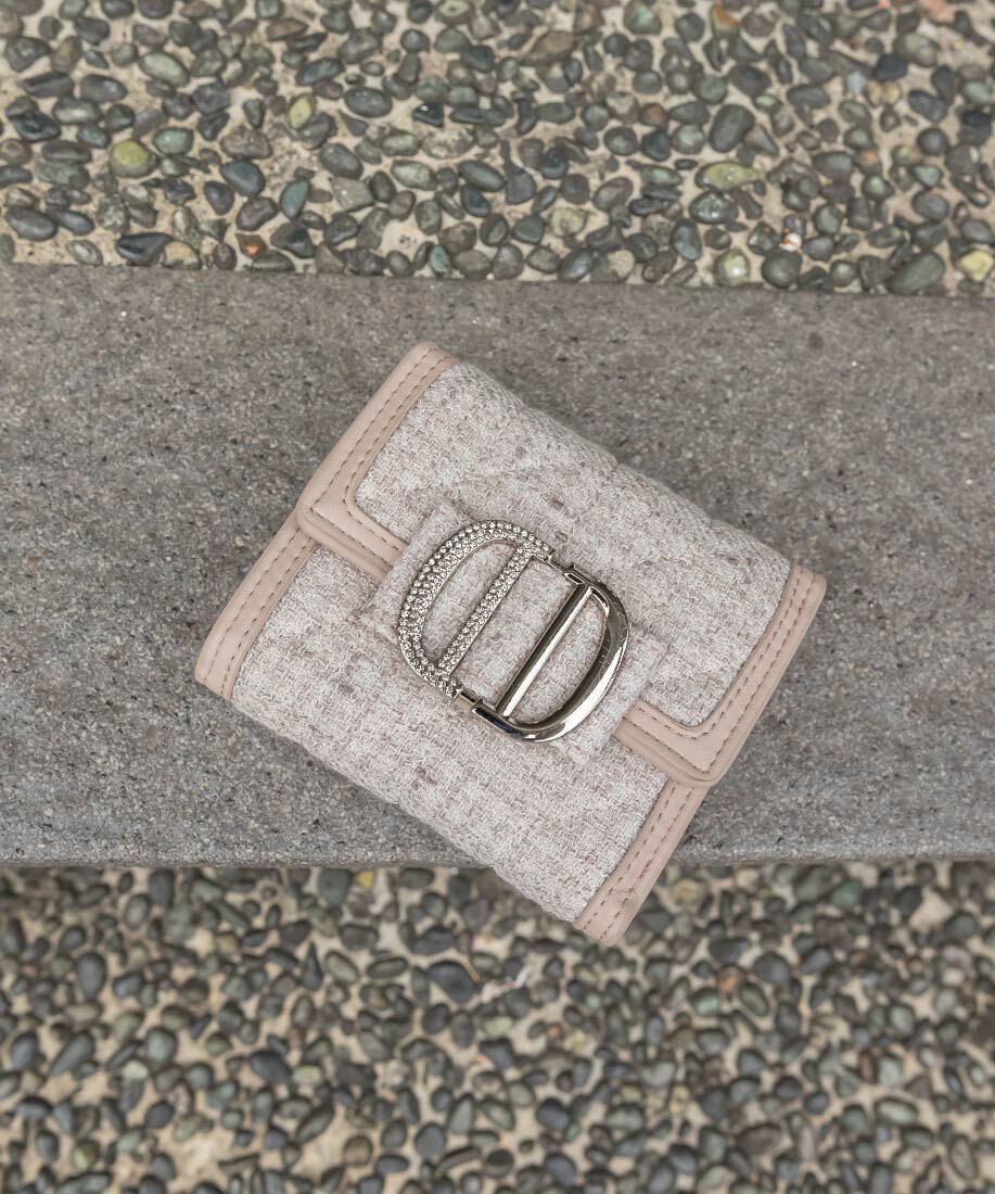  「ビジューパーツキルティング三つ折りウォレット」|財布|