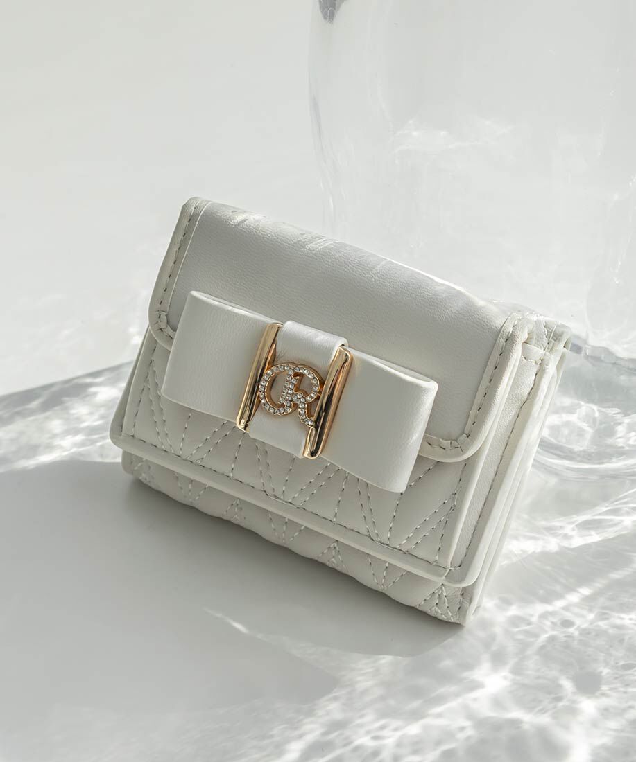  「ビジューモノグラムリボン三つ折りウォレット」|財布|