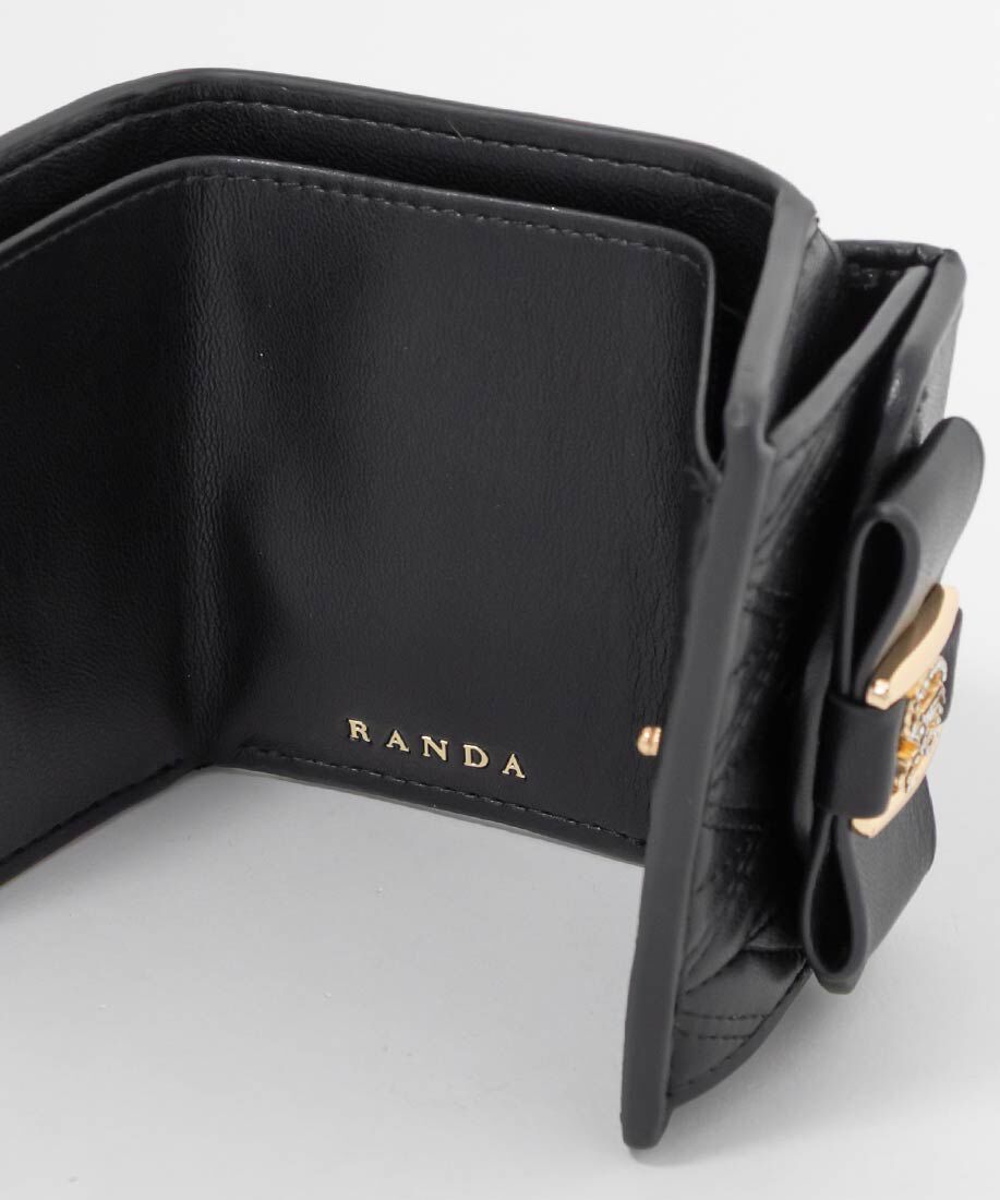  「ビジューモノグラムリボン三つ折りウォレット」|財布|